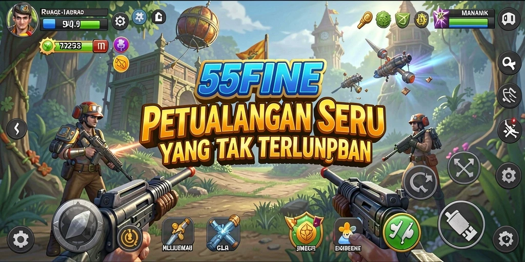 Screenshot gameplay <strong>55FIVE</strong> menampilkan petualangan seru di dunia yang luas.