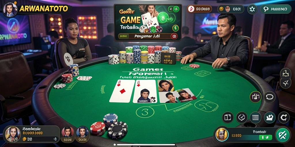 Tampilan gameplay Poker yang menarik di ARWANATOTO.