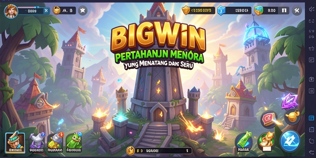 Tampilan aksi seru gameplay Tower Defense BIGWIN dengan strategi menembak yang menegangkan.