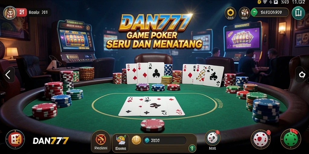 Tampilan gameplay poker yang seru dan mendebarkan.