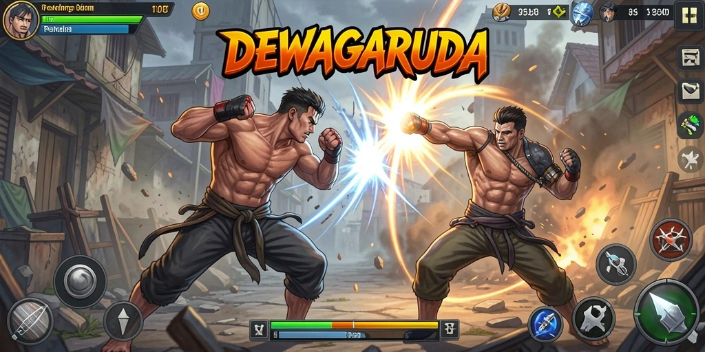 Tampilan gameplay DEWAGARUDA yang seru dan dinamis saat pertarungan berlangsung.