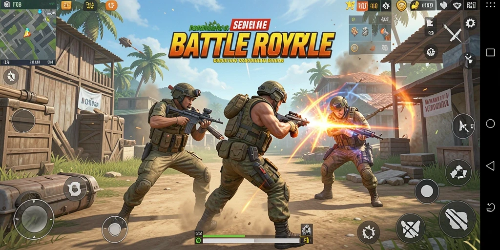 Gameplay seru dalam pertarungan Battle Royale F08.
