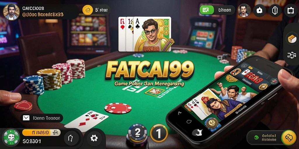Tampilan seru dari gameplay Poker di FATCAI99 dengan dealer profesional.
