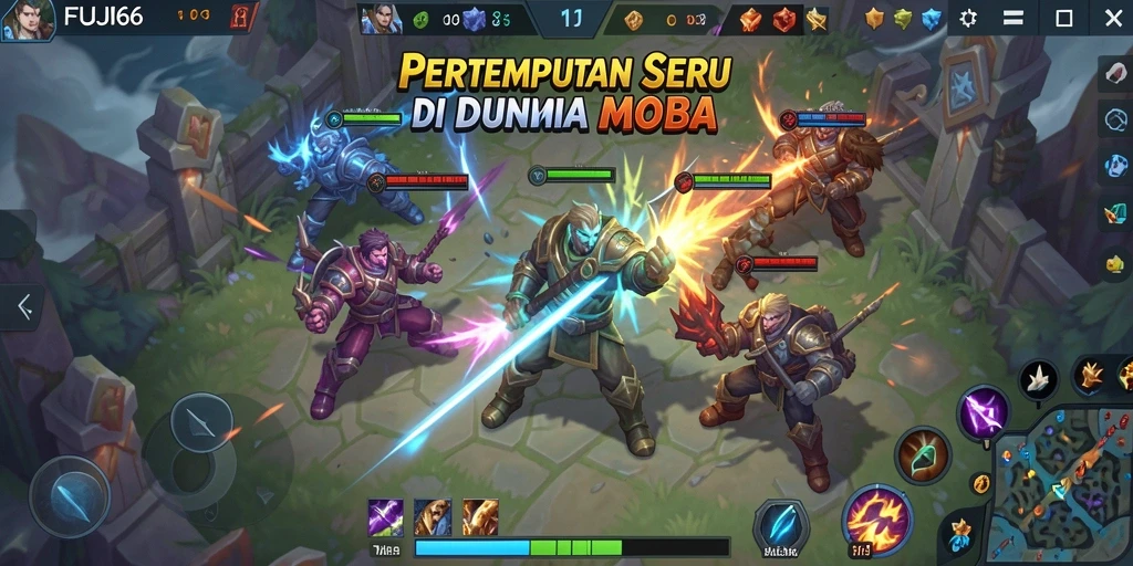 Tangkapan layar utama FUJI66 menunjukkan aksi seru dalam pertempuran MOBA.