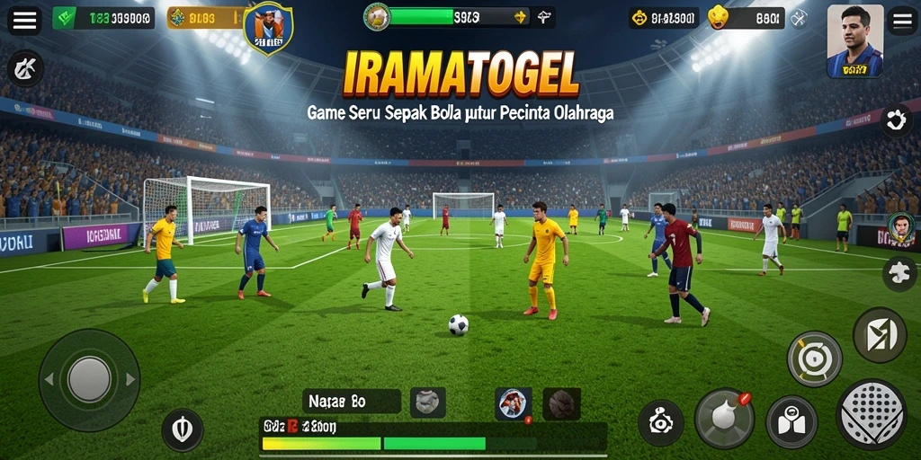 Gameplay menarik di IRAMATOGEL dengan aksi sepak bola yang seru.