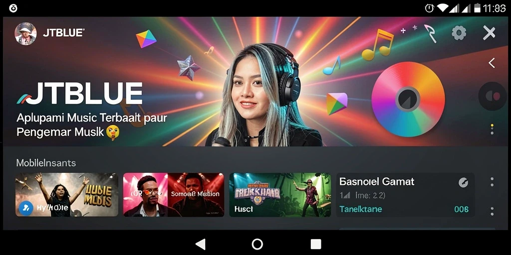 Tampilan gameplay JTBLUE yang menarik saat menikmati musik.