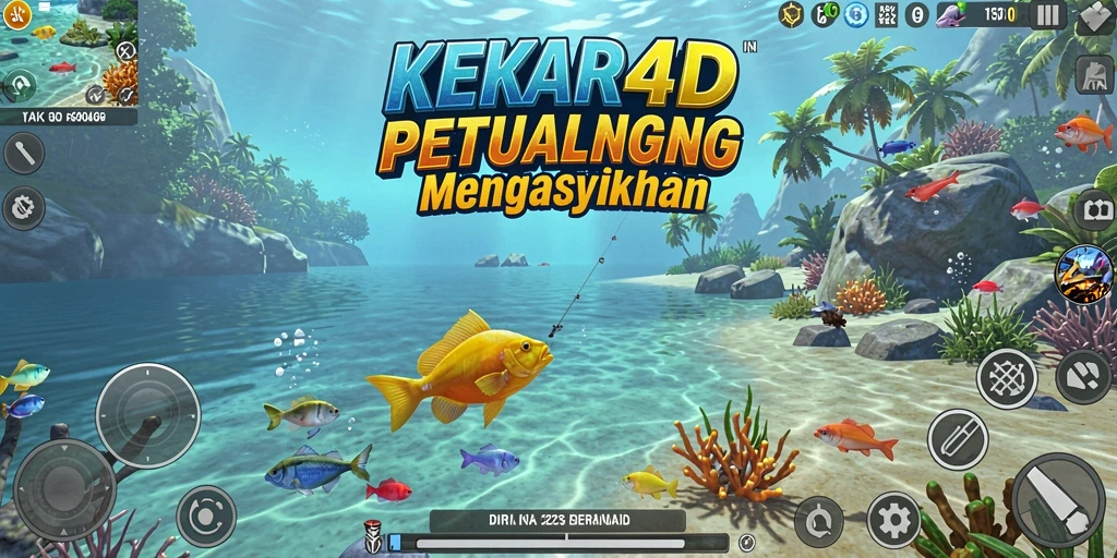 Tampilan gameplay <strong>KEKAR4D</strong> yang menarik saat memancing di lokasi eksotis.