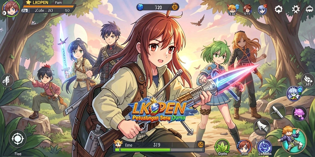 Tampilan gameplay LKOPEN dengan karakter Anime yang dinamis.