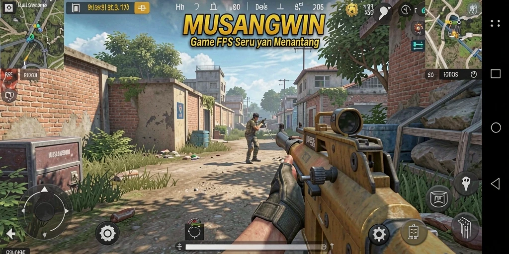 Screenshot dari gameplay <strong>MUSANGWIN</strong> dengan aksi tembak-menembak yang intens.