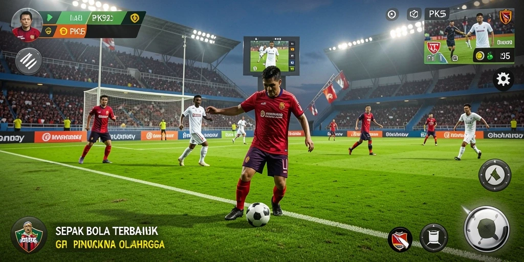 Tampilan menarik dari gameplay sepak bola di PK95.