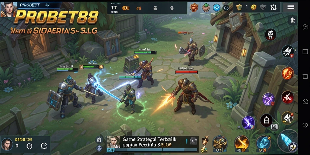 Screenshot gameplay PROBET88 menampilkan pertempuran SLG yang intens.