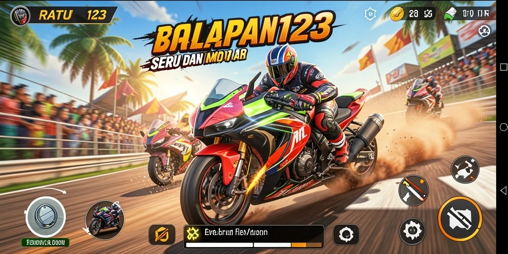 Screenshot gameplay balapan motor seru dalam RATU123.
