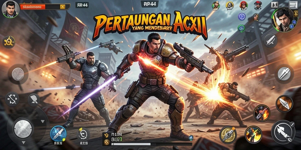 Screenshot gameplay RR44 menampilkan pertarungan yang intens dan penuh aksi.