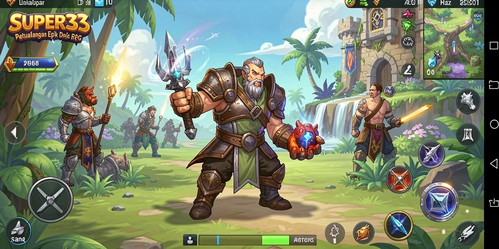 Screenshot gameplay SUPER33 menampilkan aksi pertarungan yang mendebarkan.