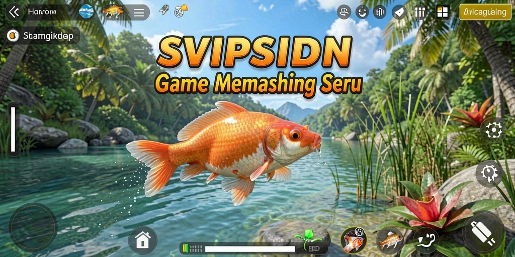 Screenshot gameplay SVIPSIDN menampilkan aksi memancing yang seru dan menegangkan.